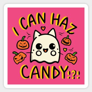 I can haz candy!?! Halloween Ghost Cat Magnet